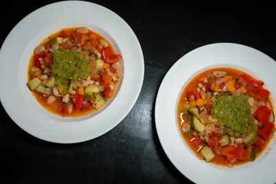 Ghanaian White Beans and Vegetables with Fiery Pepper Sauce