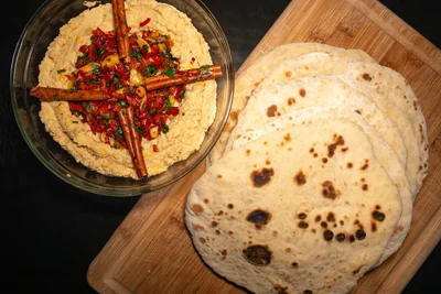 Hummus with Lemon, Fried Garlic, and Chile